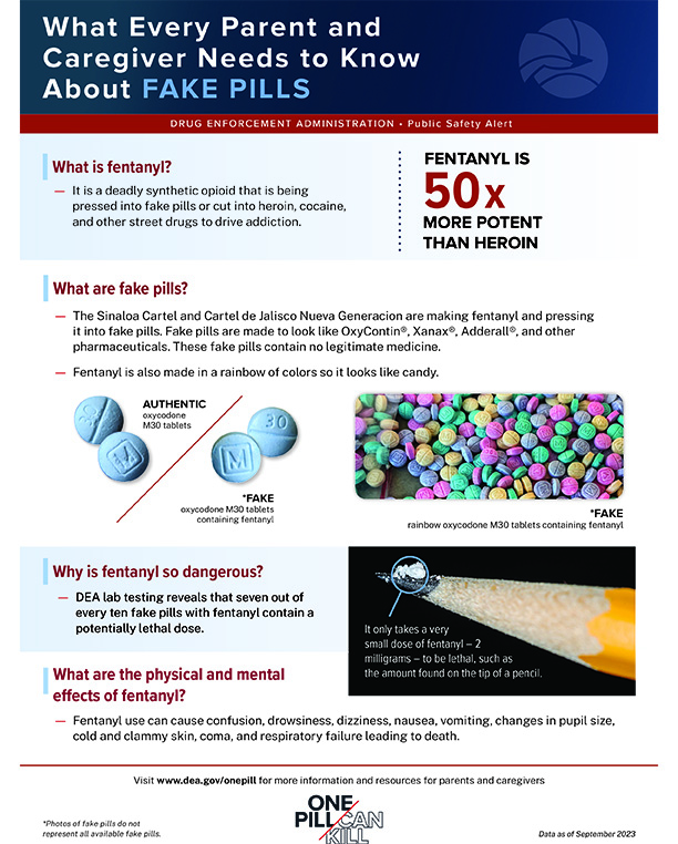 Flier on fentanyl fake pills page 1